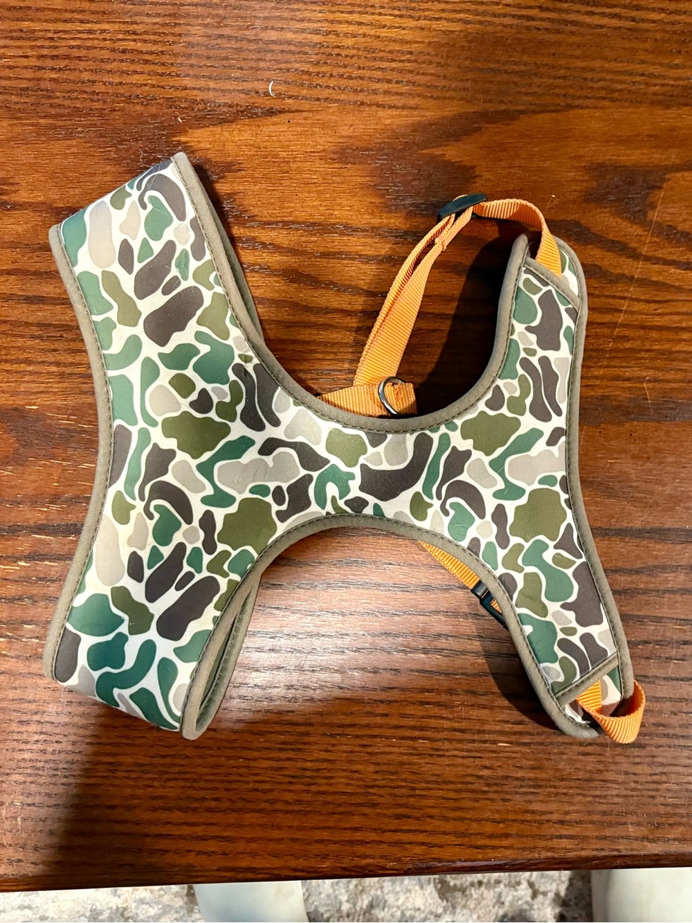 Camo Dog Harness with Orange Straps